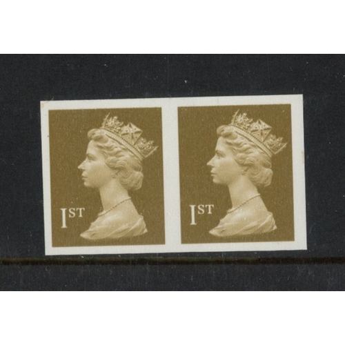 502 - 1997 1st Gold (2 Bands) Imperforate horizontal pair. U/M, fine. SG 1668a Cat £175