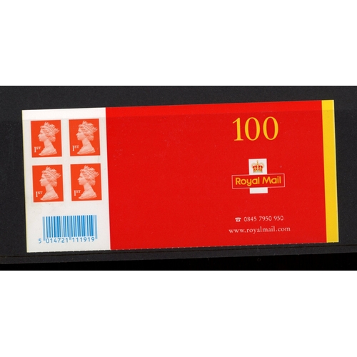 503 - 2000 1st bright orange-red Two Bands self adhesive Questa Business Sheet of 100 completely imperfora... 