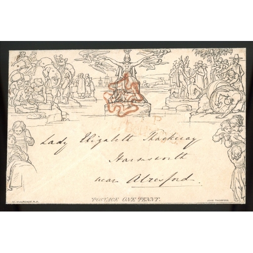 1840 (May 6th) 1d Mulready envelope used on First Day, fine. With 1996 Diena Cert. Cat £18,000 (see photo)