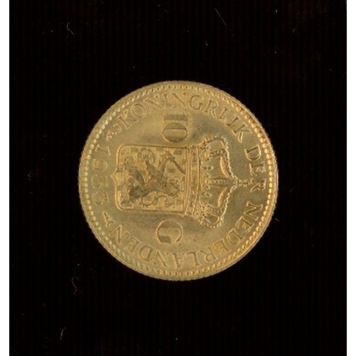 120 - Netherlands 1933 Gold 10 guilden