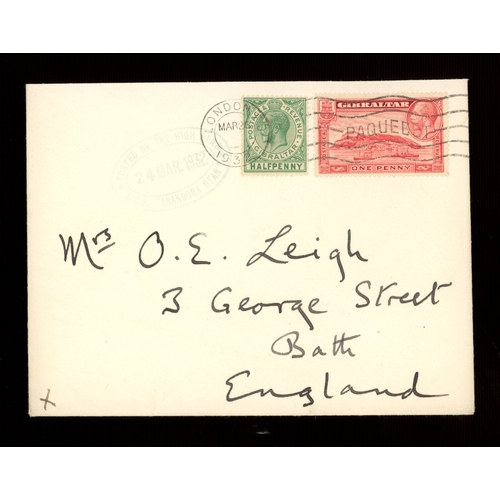 250 - Blue Star Line crested envelope to Bath with George V ï¿½d & 1d values tied  by London machine Paque... 