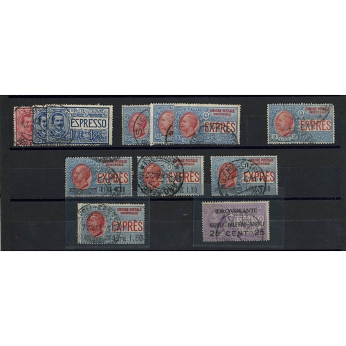 256 - Express stamps used on stockcard incl. SG 103, E173 & E180. STC ï¿½200+ (12)