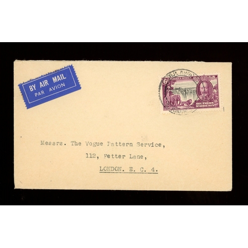 343 - 1935 (22 AUG) airmail cover from Bulawayo to London, franked by 1935 Silver Jubilee 6d black & purpl... 