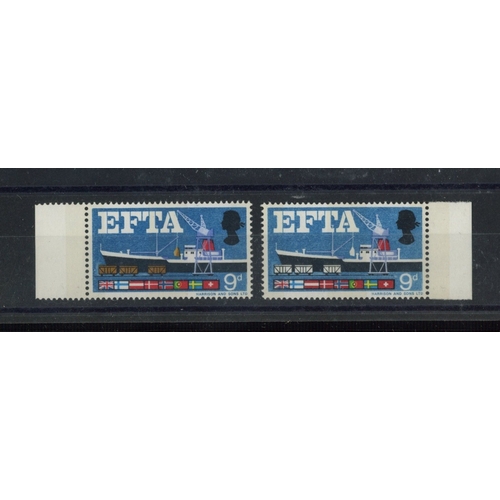 382 - 1967 EFTA 9d (Phos) with Brown (Wagons) omitted. U/M, fine. SG 715pd Cat ï¿½80