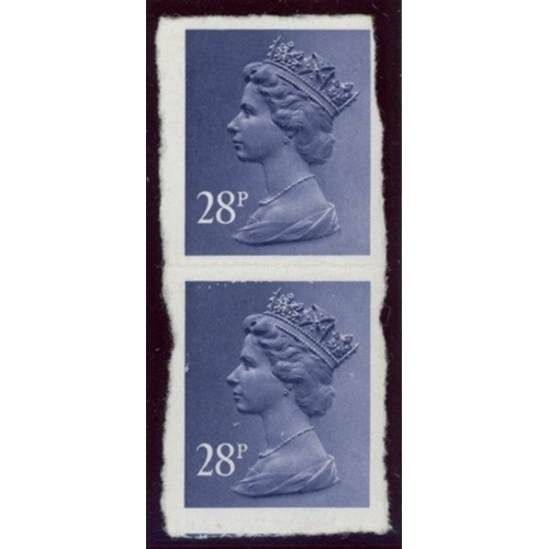 464 - 28p deep violet phosphorised paper, vertical imperforate pair. U/M, fine. SG X975a Cat ï¿½1600 (see ... 