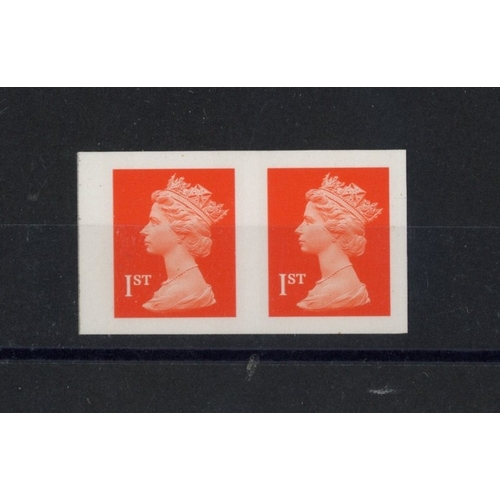 477 - Questa OFNP/SA 1st orange-red Two Bands, imperforate horizontal pair, ex Type 2 business sheet (4mm ... 