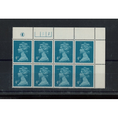 480 - Waddington PCP/DEX 4p blue, 7A6B Dot cylinder block of 8. U/M, fine. Cat ï¿½350