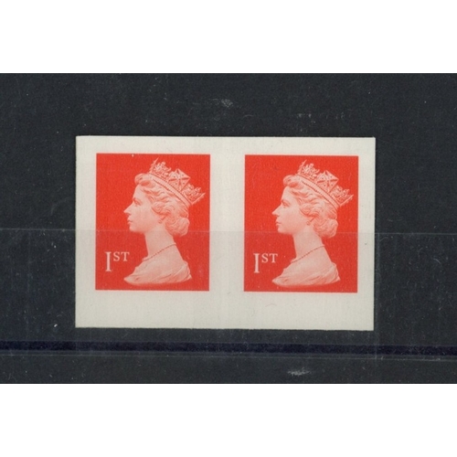 482 - Walsall OFNP/SA 1st orange-red Two Bands (7mm), 6mm spacing, imperforate horizontal pair ex Type 1 b... 