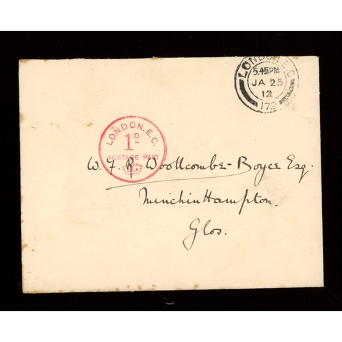 503 - 1912 (25th Jan) Wilkinson Experimental Meter Mail with London EC cds & ''London E.C. Postage Paid'' ... 