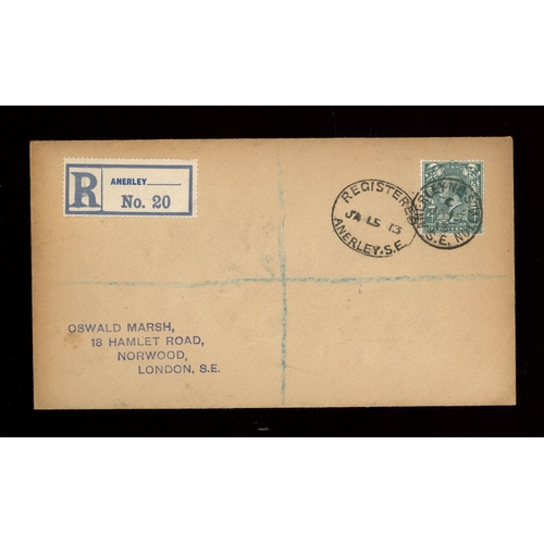 509 - 1913 (Jan 15th) 4d grey-green on plain FDC with Registered Anerley oval H/S. Printed address (Oswald... 