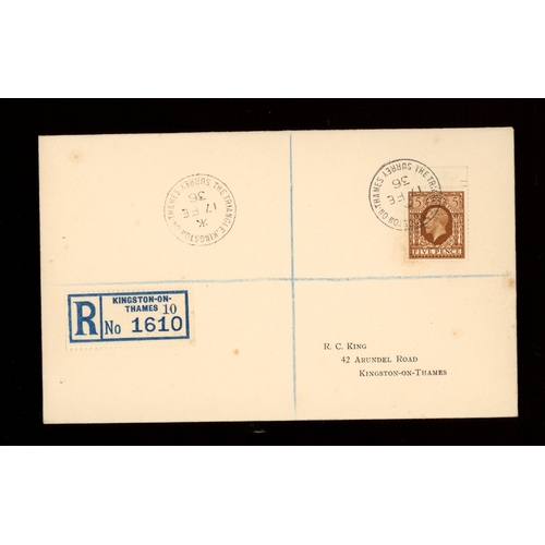 522 - 1936 (Feb 17th) 5d photogravure on plain FDC with relevant Kingston on Thames reg CDS. Printed addre... 