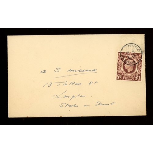 538 - 1948 ï¿½1 brown on plain FDC with Peterlee CDS. Handwritten address, few small tone spots at bottom ... 