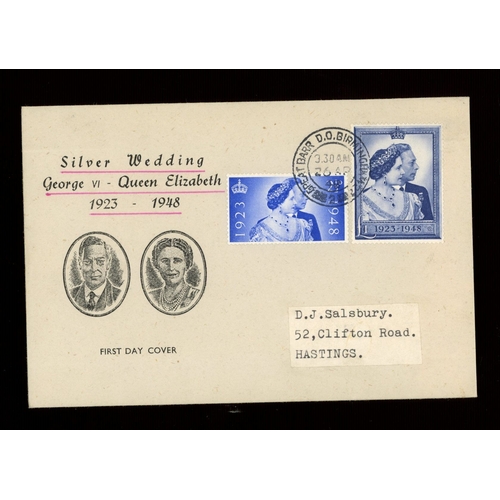 539 - 1948 Silver Wedding illustrated FDC with Great Barr Birmingham CDS. Typed address label, fine. Cat ï... 