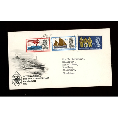 544 - 1963 Lifeboat (Ord) illustrated FDC with Romiley StockPORT CDS. Relevant unrecorded CDS. Typed addre... 