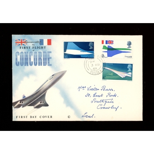 552 - 1969 Concorde Connoisseur FDC with Crawley CDS (London Gatwick Airport based here). Only recorded on... 