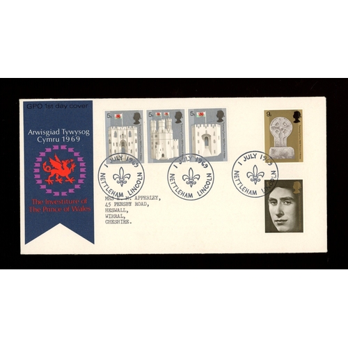 553 - 1969 Investiture GPO FDC with Nettleham Lincoln H/S. Typed address, fine. Cat ï¿½120