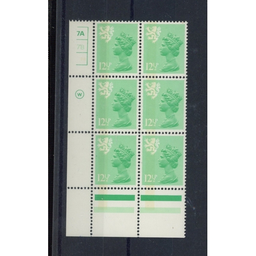 622 - Scotland 12ï¿½p varnished paper Cyl 7A7B No Dot cylinder block of 6. U/M, fine.