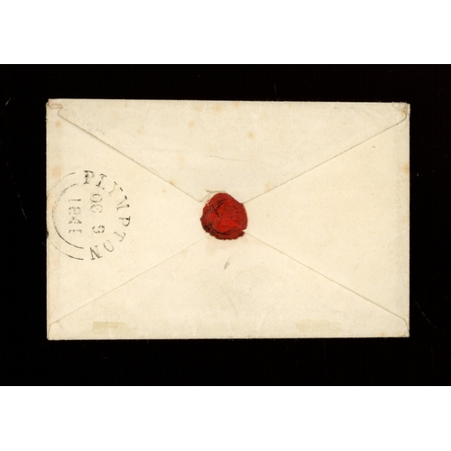 499 - 1840 1d black, D-L, 4 good to large margins, tied by black maltese cross on entire to Lostwithiel, b... 