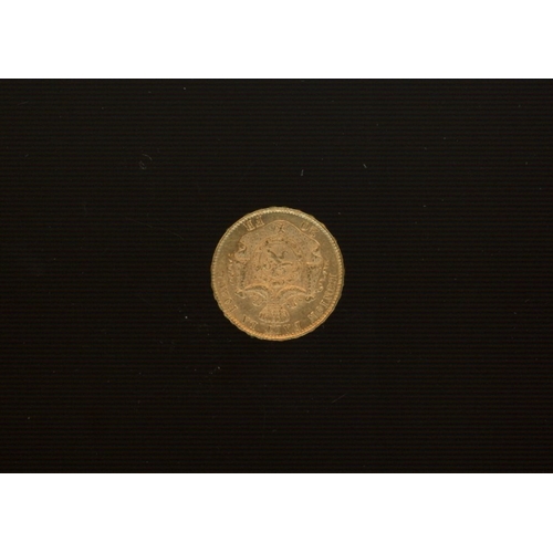 213 - Belgium 1874 Leopold II Gold 20Fr.