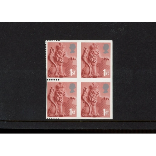 815 - England White Border, OFNP/PVA 1st Lion Two Bands block of 4, right vertical pair completely imperf,... 