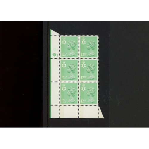 816 - Northern Ireland 12½p light emerald FCP/PVA cylinder Q2Q2 cylinder block of 6. U/M, fine.