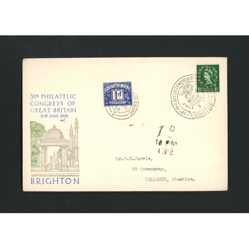 674 - 1956 (June 7th) 1d violet-blue on 38th Philatelic Congress of Great Britain Brighton FDC with Wallas... 