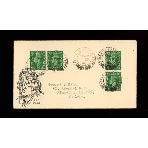 1941 (Sept 1st) &frac12;d pale green Pilot illustrated FDC with Lytham St Annes CDS. (Bradbury not known illustrated) AT (George King).&nbsp;