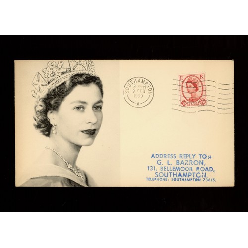 1959 4&frac12;d chestnut on unusual illustration FDC with Southampton M/C. Cat &pound;200. AP