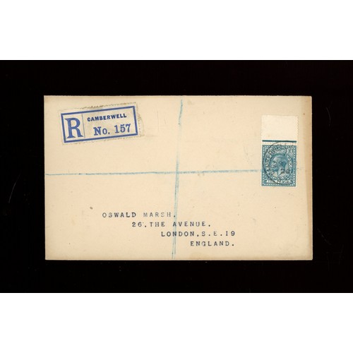 1924 (Nov 28th) Block Cypher watermark 10d turquoise top marginal example on plain FDC with Camberwell reg CDS. Neatly slit open at top. Cat &pound;6000. AP