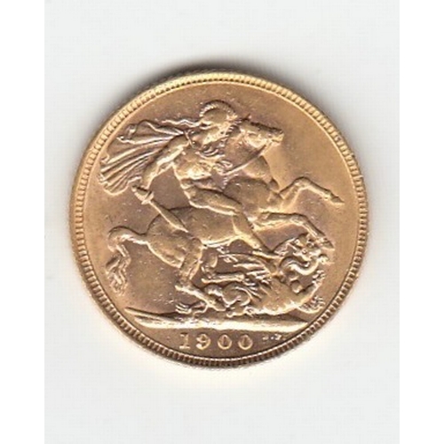 222 - 1900 Queen Victoria Gold Sovereign (see photo)