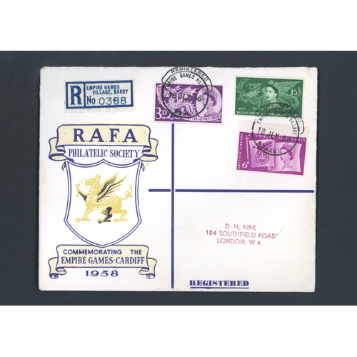 22 - R.A.F.A. Philatelic Society FDC with Registered Empire Games Village 