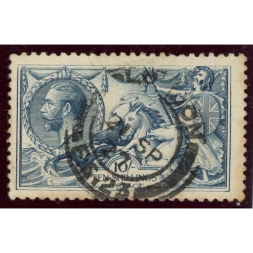 1915 De La Rue 10/- blue cds used. SG 412 Cat &pound;900 (see photo)