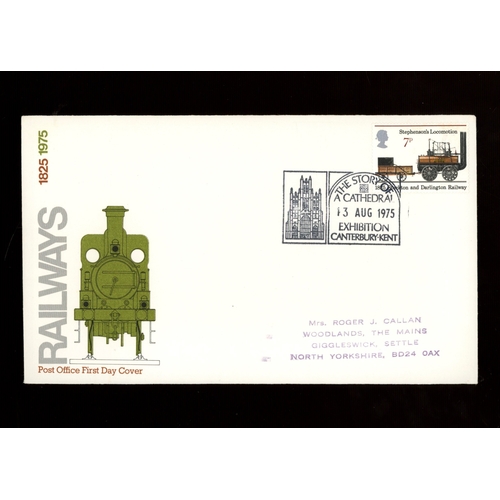 Set on 4 Post Office FDCs with The Story of a Cathedral Exhibition Canterbury special H/S. Very rare H/S on this issue. AP (see photos)