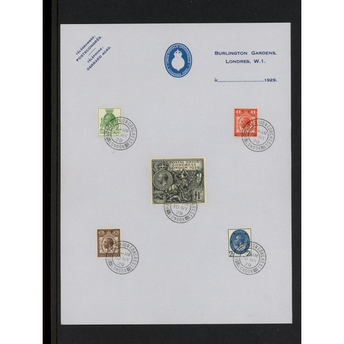 1929 PUC set to £1 on PUC notepaper with Postal Union Congress London CDS, fine. Cat £8000.