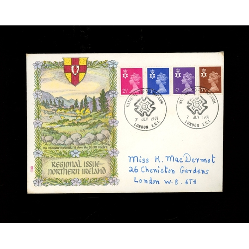 648 - 1971 Northern Ireland, Scotland & Wales sets on 3 Philart FDCs with National Postal Museum Londo... 
