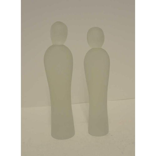 118 - TEGAN EMPSON TWO HAND MADE GLASS ADULT SENTINELS both with traditional frosted finish, each signed 2... 