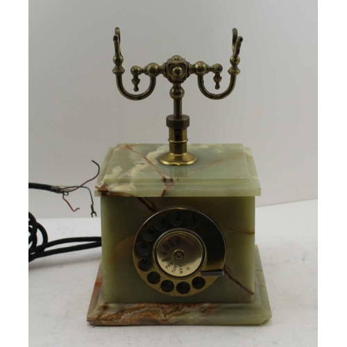 159 - A MID 20TH CENTURY ONYX TELEPHONE with brass mounts 