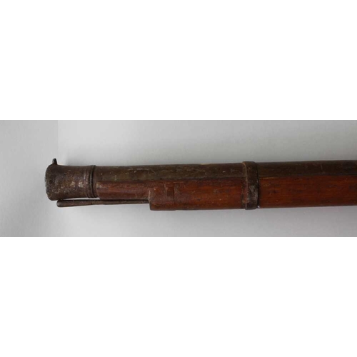 176 - AN ANTIQUE INDIAN RAMPART MUSKET MATCHLOCK weight 5.9KG (13lbs) overall length 76'' barrel length 53... 