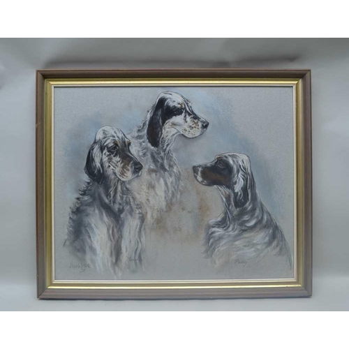 227 - URSULA WHITE Study of Irish Setters. Pastel, signed, dated 1979 and titled, 59cm x 74cm, in glazed w... 