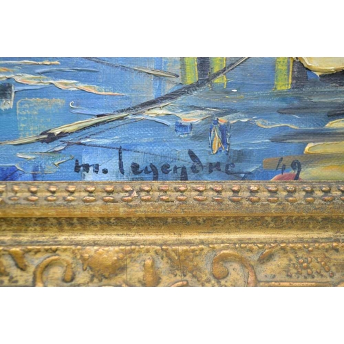 229 - MAURICE LEGENDRE (French,B.1928) The harbour St Tropez, oil on canvas, signed and dated 1949, 52.5cm... 