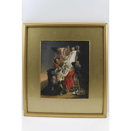 239 - A COLLECTION OF THREE BAXTER PRINTS, to include 'The Disposition of Christ', 19cm x 16cm, gilt frame... 