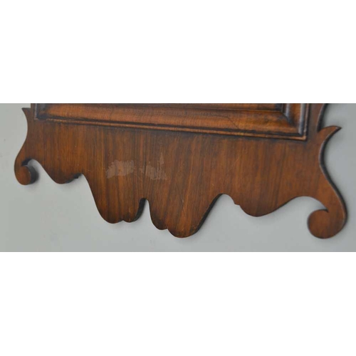 264 - A GEORGIAN DESIGN MAHOGANY FRET FRAME WALL MIRROR, plate size 40cm x 25cm 