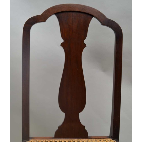 268 - A LATE VICTORIAN SCROLL CREST HALL CHAIR with panelled seat together with a cane seated single chair... 