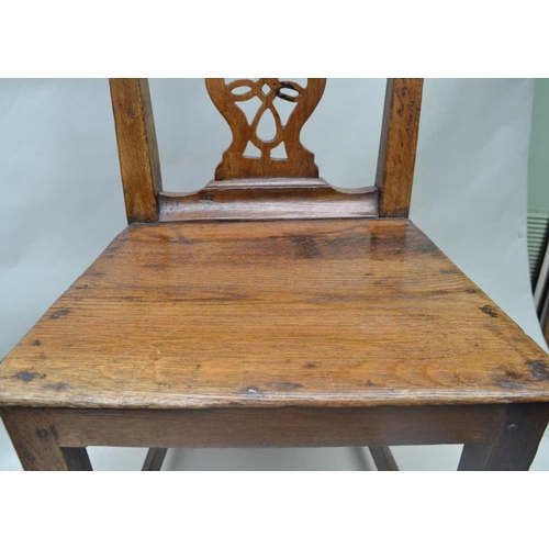 277 - A 19TH CENTURY SINGLE CHAIR with pierced splat back and panel seat, together with one other panel se... 