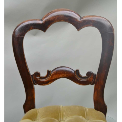 278 - A VICTORIAN STYLE SINGLE CHAIR, buttoned fabric seat on turned supports, together with one other sin... 