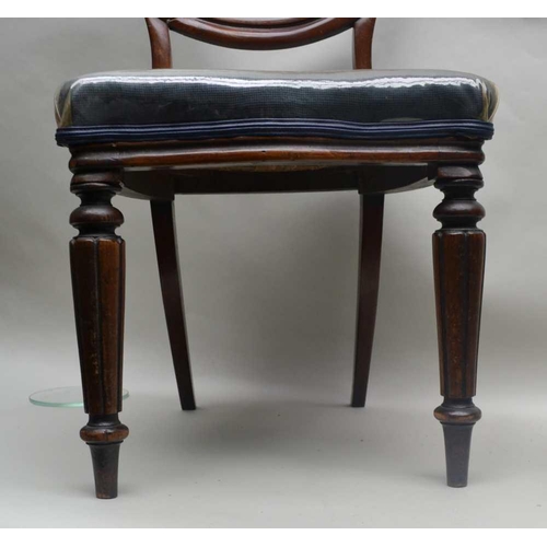 278 - A VICTORIAN STYLE SINGLE CHAIR, buttoned fabric seat on turned supports, together with one other sin... 