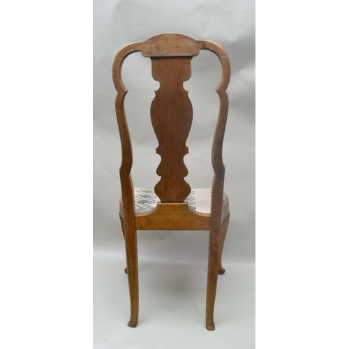 298 - A 19TH CENTURY STRIPPED WALNUT QUEEN ANNE DESIGN SINGLE CHAIR, with inverted serpentine front, 104cm... 