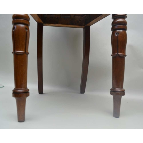 304 - A PAIR OF WILLIAM IV PERIOD MAHOGANY HALL CHAIRS with fancy shaped and carved backs, and solid seats... 