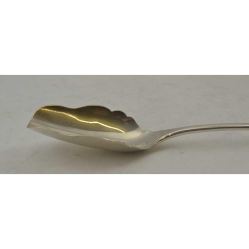 31 - THOMAS DENE A GEORGE III SILVER CHEESE SCOOP, London 1807, monogrammed, 45g 