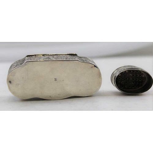 45 - A GEORGIAN SILVER NUTMEG GRATER with removable dome cover, incised decoration, oval form, 3cm x 2cm,... 